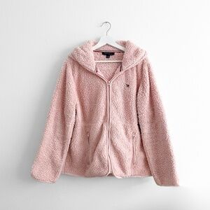 Tommy Hilfiger Women Plush Teddy Jacket Bohemian Comfy Soft & Warm Pink Large